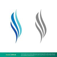 einstellen Welle Wasser oder Rauch Feuer Flamme Symbol Vektor Logo Vorlage Illustration Design eps 10.