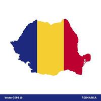 Rumänien - - Europa Länder Karte und Flagge Vektor Symbol Vorlage Illustration Design. Vektor eps 10.