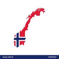 Norwegen - - Europa Länder Karte und Flagge Vektor Symbol Vorlage Illustration Design. Vektor eps 10.