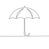 zeichnen ein Linie von kontinuierlich Regenschirme. Schutz vektor