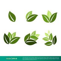 einstellen Natur Grün Blatt Symbol Vektor Logo Vorlage Illustration Design eps 10.