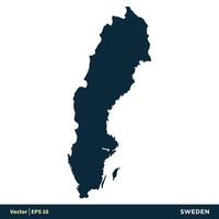 Schweden - - Europa Länder Karte Vektor Symbol Vorlage Illustration Design. Vektor eps 10.