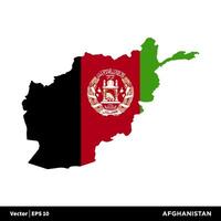 afghanistan - Asien länder Karta och flagga ikon vektor logotyp mall illustration design. vektor eps 10.