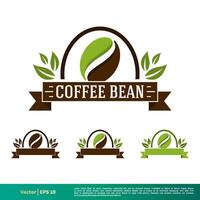 Kaffee Bohne einstellen Emblem Symbol Vektor Logo Vorlage Illustration Design. Vektor eps 10.