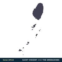 Heilige Vincent und das Grenadinen - - Norden Amerika Länder Karte Symbol Vektor Logo Vorlage Illustration Design. Vektor eps 10.