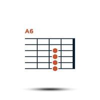 a6, grundläggande gitarr ackord Diagram ikon vektor mall