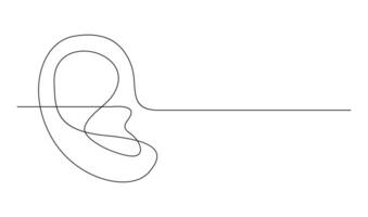Mensch Ohr kontinuierlich einer Linie Zeichnung. Welt taub Tag Single Linie Konzept vektor