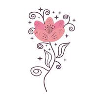 Boho Blume mit Sterne. esoterisch, Magie Symbol. Karikatur eben Vektor Illustration.