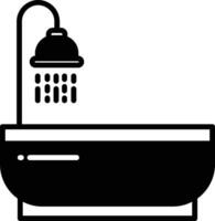 Badezimmer Wanne Glyphe und Linie Vektor Illustration