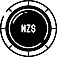 ny zealand dollar mynt glyf och linje vektor illustration