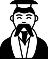 kinesisk kejsare glyf och linje vektor illustration