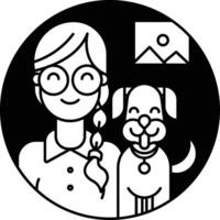 Mädchen und Hund Glyphe und Linie Vektor Illustration