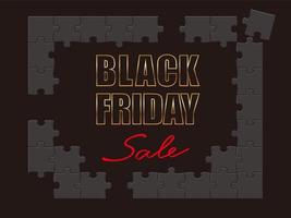 Schwarzer Freitag Verkauf Vektorrahmen aus Puzzleteilen auf schwarzem Hintergrund. vektor