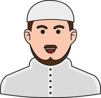 isoliert Muslim Mann Benutzerbild auf ein Weiß Hintergrund, Vektor Illustration