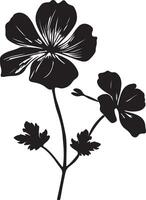 geranium blomma silhuett vektor illustration vit bakgrund