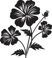 geranium blomma silhuett vektor illustration vit bakgrund