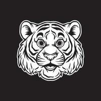 Tiger Kopf Kunst schwarz und Weiß Hand gezeichnet Abbildungen Vektor