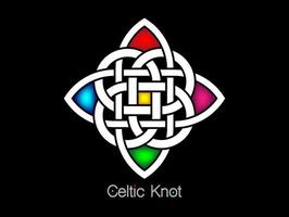 celtic Knut, låst cirklar logotyp, färgrik vektor tatuering prydnad interlaced tejp isolerat på svart bakgrund