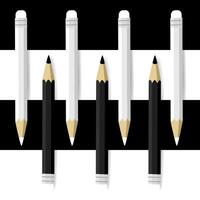 abstrakt enfärgad vektor konst av svart och vit pennor på randig bakgrund
