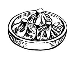 Chinkali. Gericht von georgisch Küche. Vektor Illustration auf Weiß Hintergrund