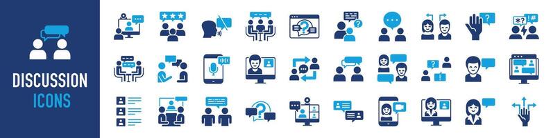 Diskussion Symbole Satz. Kommunikation, Rede Blase, Gespräch, chatten, treffen, Plaudern, Sozial Symbol Vektor Illustration