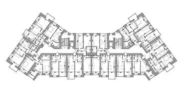 detailliert architektonisch mehrstöckig Gebäude Fußboden planen, Wohnung Layout, Entwurf. Vektor Illustration