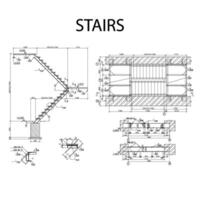 detailliert architektonisch planen von Stufen, Konstruktion Industrie Vektor