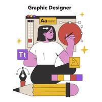 innovativ grafisk designer. platt vektor illustration.