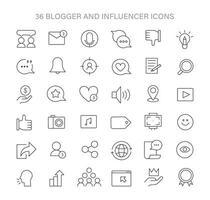 Blogger und Influencer Symbole Satz. vielseitig Symbole zum Inhalt Schaffung, Publikum Engagement, und persönlich Branding. vektor