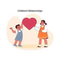 Kinder- Beziehungen Konzept. eben Vektor Illustration