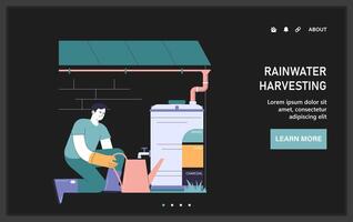 regnvatten skörd webb eller landning. hållbar öva vektor