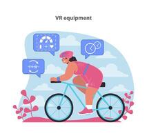 Pedal in das Zukunft von Übung mit unser vr Ausrüstung Illustration. vektor