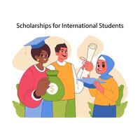 Stipendien zum International Studenten. eben Vektor Illustration