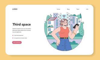 tredje plats webb baner eller landning sida. social miljö vektor