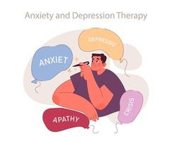 Angst und Depression Therapie Konzept. vektor