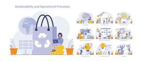hållbarhet och operativ processer begrepp. platt vektor illustration.