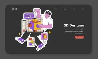 3d designer formning digital verkligheter. platt vektor illustration.