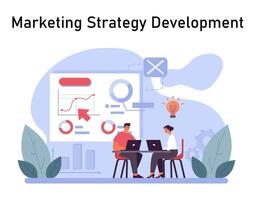 Marketing Strategie Entwicklung Konzept. eben Vektor Illustration