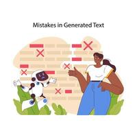 misstag i genererad text begrepp. platt vektor illustration