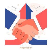 förhandlingar. anställda upptäckt konsensus. förhandling handslag. vektor