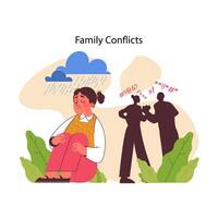 Familie Konflikte Konzept. eben Vektor Illustration
