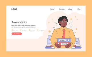 Rechenschaftspflicht. gewidmet männlich Mitarbeiter hält Berichte, bedeuten Verantwortung vektor