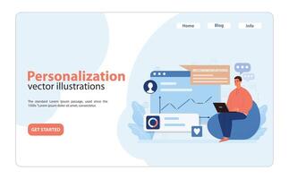 personalisering i digital erfarenhet. ett engagerande illustration highlighting de betydelse av skräddarsydd innehåll. vektor