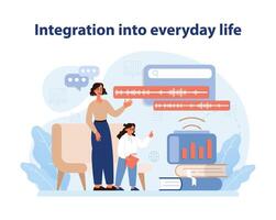 varje dag varumärke integration. illustration highlighting de sömlös införlivande av teknologi. vektor