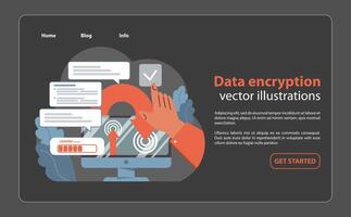 data kryptering begrepp. Cybersäkerhet åtgärder. platt vektor illustration