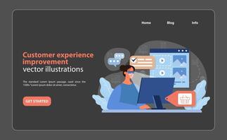 Kunde Erfahrung Verbesserung. ein detailliert Darstellung von verbessert online Kunde Service. vektor