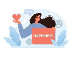 glad kvinna uttrycker lycka. platt vektor illustration