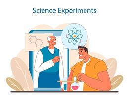 vetenskap engagemang begrepp. interaktiv inlärning med experiment och upptäckter i kemi och fysik. vektor