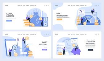 huvudstad få webb eller landning uppsättning. navigerande finansiell tillväxt strategier vektor