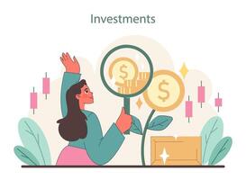 Investitionen Konzept. Charting Wachstum durch kapieren Investition Auswahlmöglichkeiten. vektor